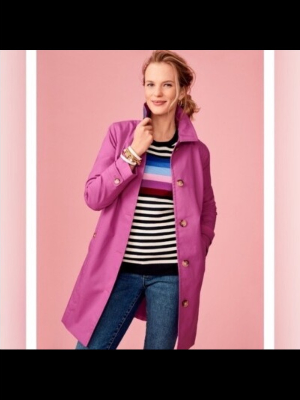 Talbots Fuchsia Single-Breasted Trench Coat